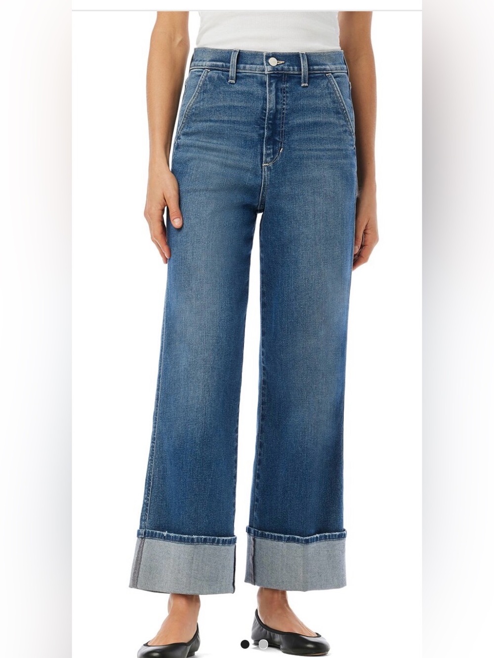 Joe's Jeans Wide-Leg High-Rise Jeans in Blue Denim